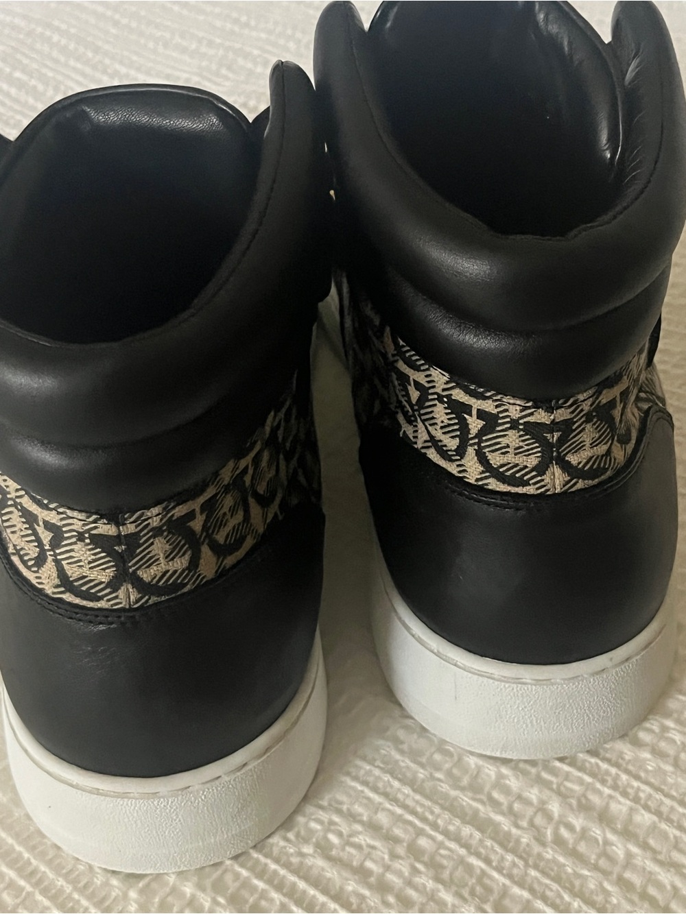 Salvatore Ferragamo Size 12M Black & Beige Men’s Monogram Sneakers